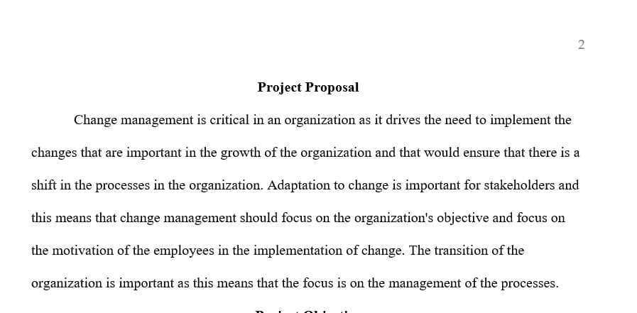 Prepare a 1-2 page project proposal that provides the background on your selected client organization, a summary of the project, and a project timeline.