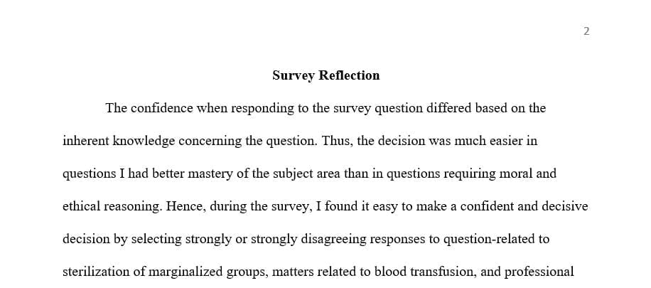 Reflect upon the survey you took. In your initial response, address some of the following questions.