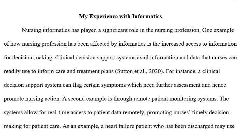 informatics affects the nursing profession