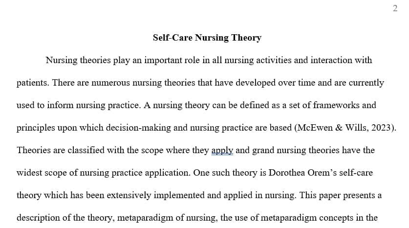 Locate a conceptual framework or grand theory that you could use in advanced nursing practice