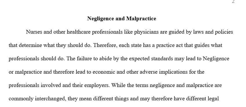 differences between negligence and malpractice