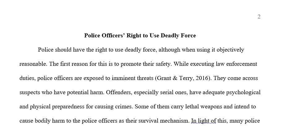 Should police officers have the right to use deadly force? Why or why not?