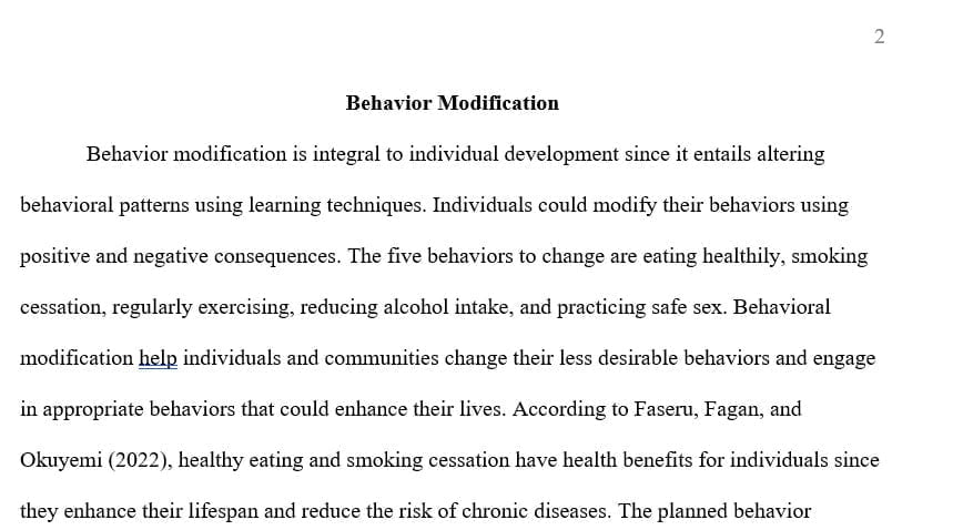 Behavior Modification Plan Worksheet