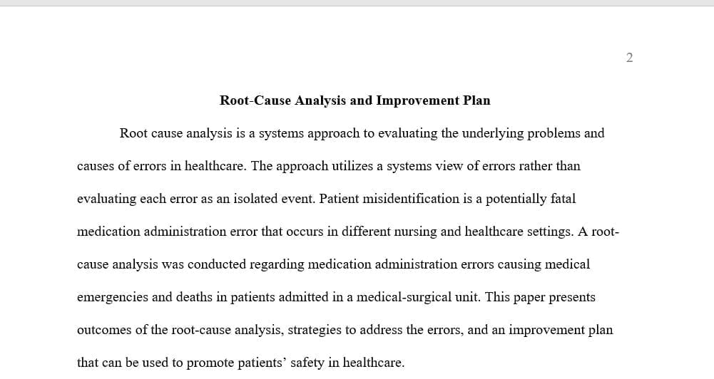 Assessment 2 Instructions: Root-Cause Analysis and Safety Improvement Plan