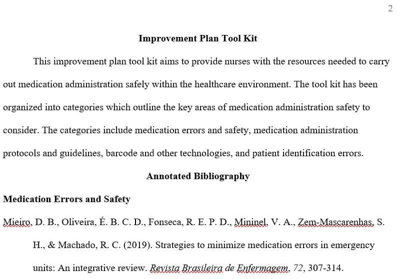 Assessment 4 Instructions: Improvement Plan Tool Kit