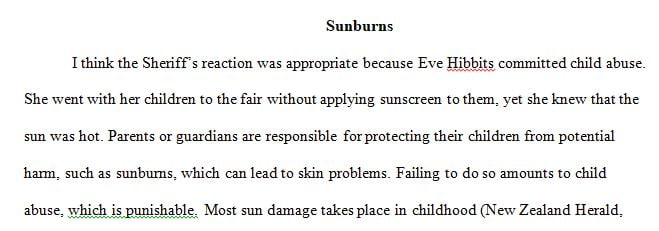 Children who get severe sunburns