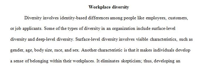 Define some characteristics of surface-level diversity