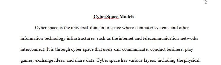 Discuss your favorite cyberspace model and why it is of interest to you.