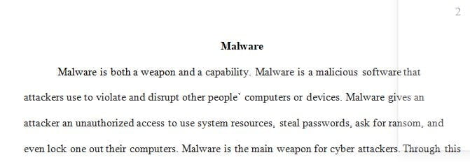 Is malware a weapon, a capability, or both? • Explain and support your answer