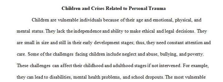 Marginalized Populations and Crises Related to Personal Trauma