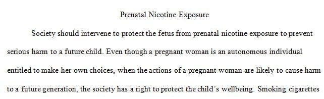 Prenatal exposure to cigarettes