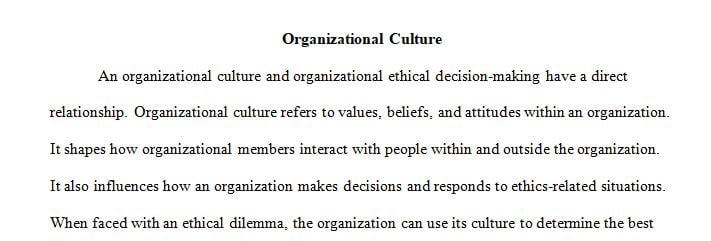 organizational ethical decision making.From your personal 