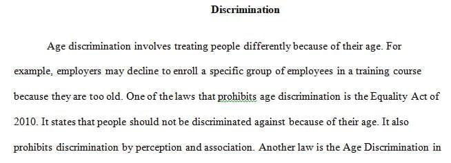 visit the EEOC website link provided and discuss three types of discrimination of your choice