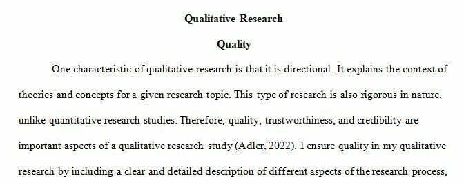 Assignment Details: TRUSTWORTHINESS IN QUALITATIVE RESEARCH