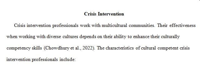 Culturally sensitive crisis intervention professional 