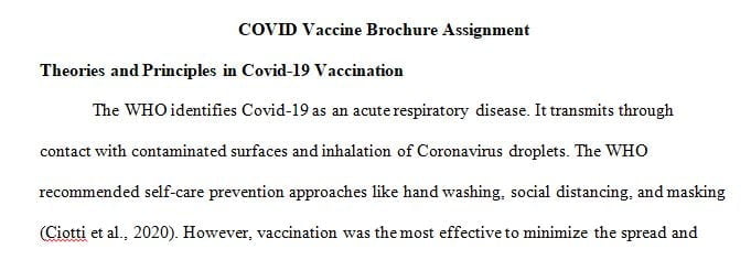 COVID Vaccine Brochure/Narrative Rubric & Assignment 