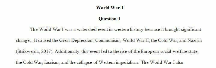 Why was WWI a watershed event in Western history?