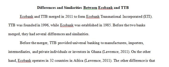 differences and similarities between Ecobank and TTB