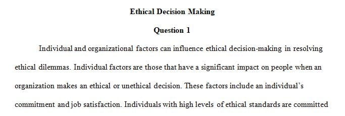 resolving ethical dilemmas