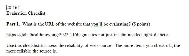  Internet source and evaluate the information you find for validity and reliability