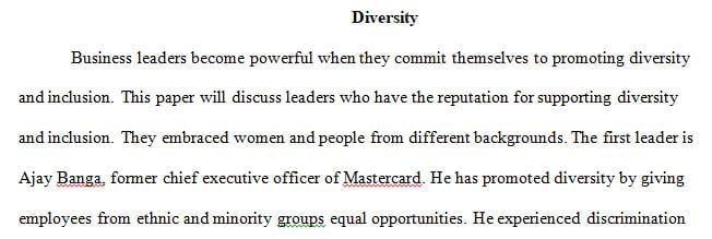 Assignment Details: Please write a 3-page paper on the topic of diversity. 