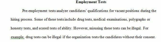 choose two of the following employment tests: drug tests