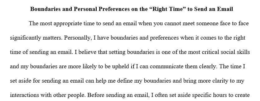 boundaries and personal preferences on the "right time" to send a personal letter