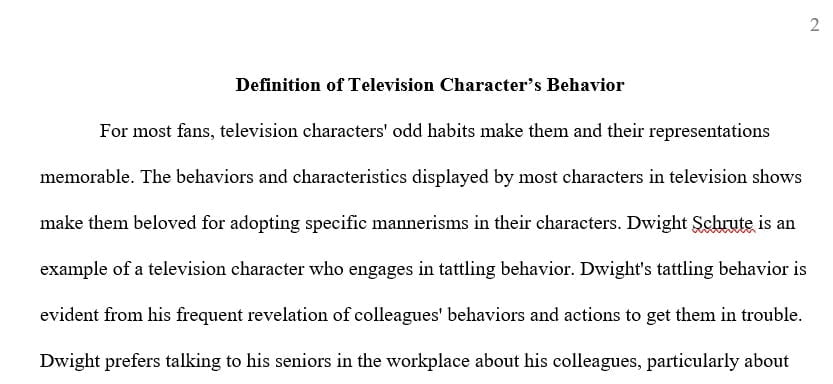 Select a character from a tv show, film, or book and identify a socially significant behavior 