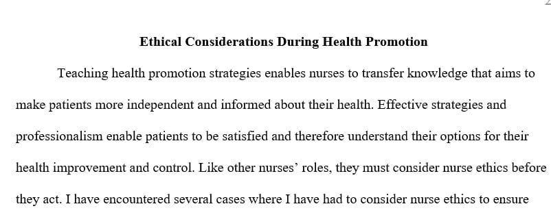 What ethical issue have you recently encountered when teaching health promotion strategies to a patient