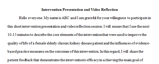 intervention to patient or family