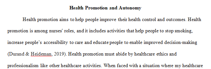 health promotion values