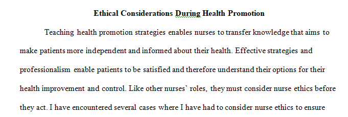 health promotion strategies to a patient