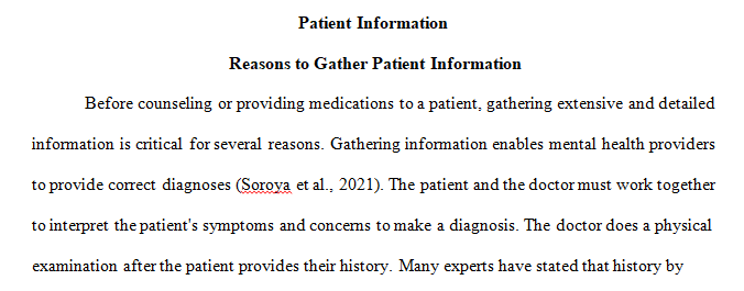 extensive information from any patient