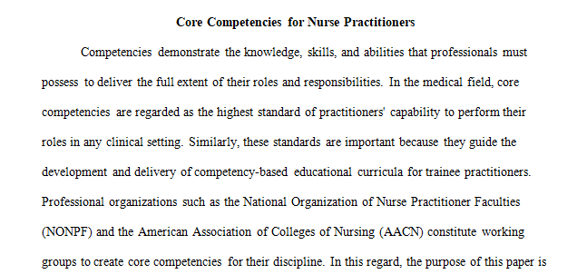 Describe the NP core competencies