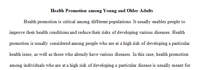 health promotion in the older adult 