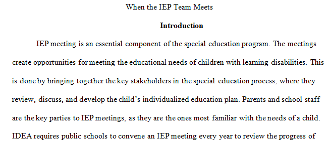 Individualized Education Program 