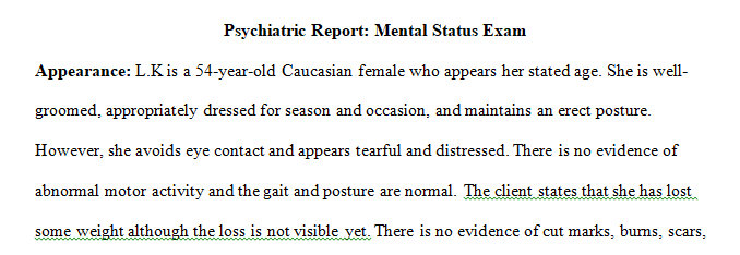 psychiatric report