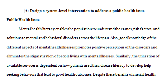 Design a system-level intervention to address a public health issue