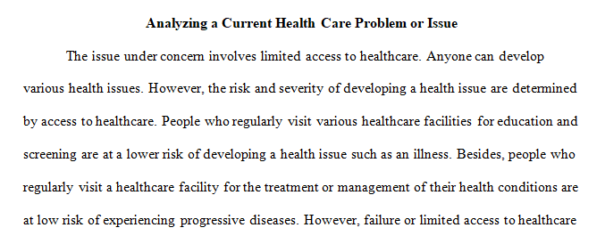 current problem or issue in health care