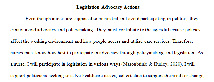 What advocacy actions might you take 
