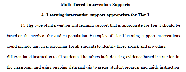 learning need and why the learning intervention support