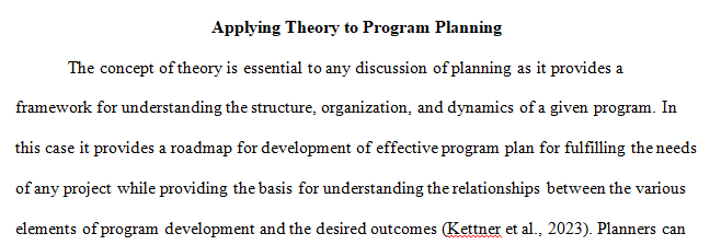 Program Planning Essay