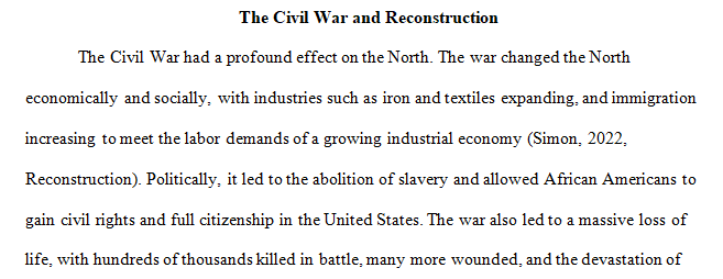 consequences of the Civil for the North