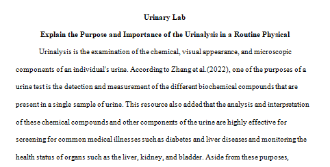 urinalysis from a routine