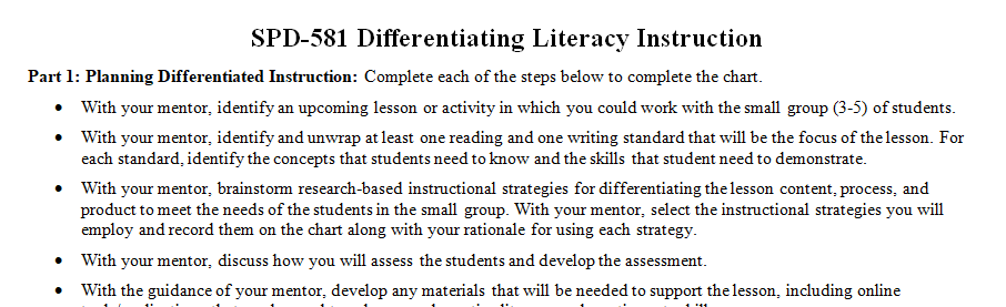 identify and plan differentiated instructional activities