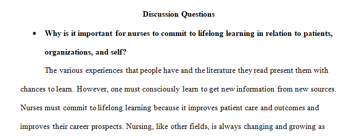 commit to lifelong learning in relation to patients