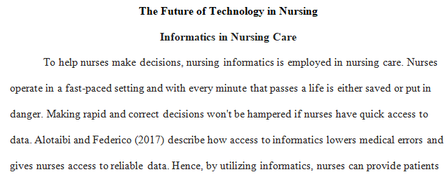 Describe the role of informatics in nursing 