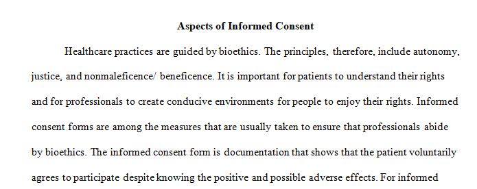 Discuss the elements of informed consent