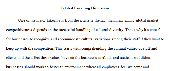 Global Learning Discussion