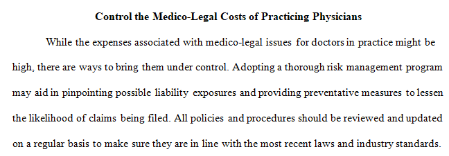 medico-legal costs of practicing physicians